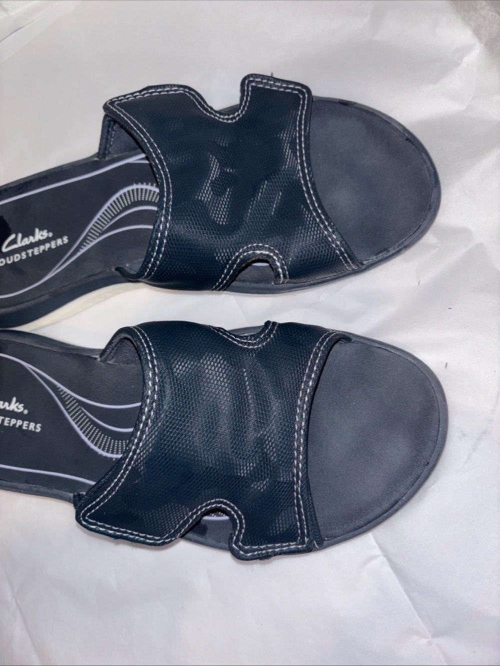 Clark’s women’s Cloudsteppers slide sandals navy blue women’s size 9 - Picture 2 of 9